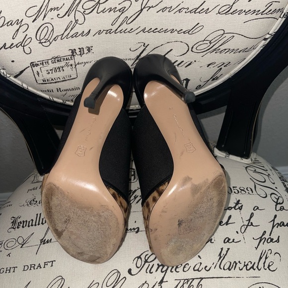 Gianvito Rossi 110mm Alise Leopard Print Black Stiletto Mules Open Peep Toe 40 - Picture 11 of 13